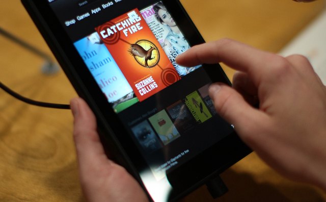 Unlike the e-readers, the Kindle Fire has a color display.