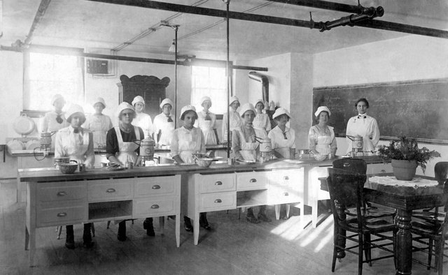 Early home economics classes provided students with a foundation in culinary arts.