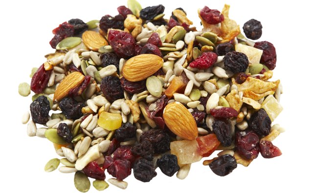 Trail mix is a healthy snack with lots of protein