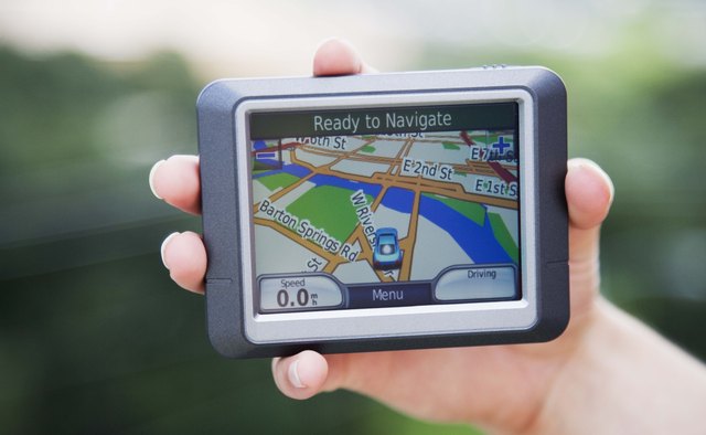 An advanced GPS superimposes your location over a map.