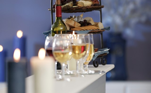 Arrange your serving area with fruit preserves, sliced fresh fruit and crackers.