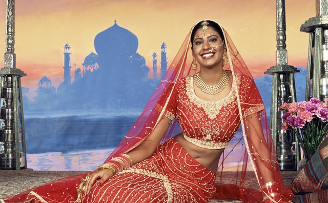 An Indian bride's veil can flow past her waist.