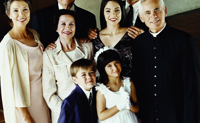 Family photographs are a common tradition of First Communion.