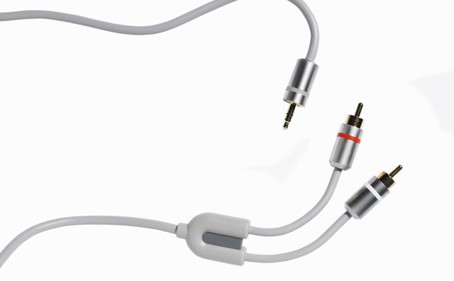 The Y-cable splits the signal from the Android into two phono plugs.