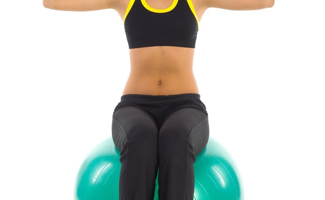 The overhead press works the muscles in the back and shoulders.