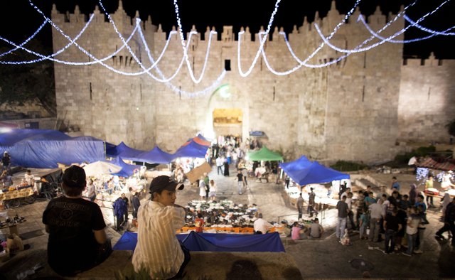 Lights adorn East Jerusalem during Eid al-Fitr.