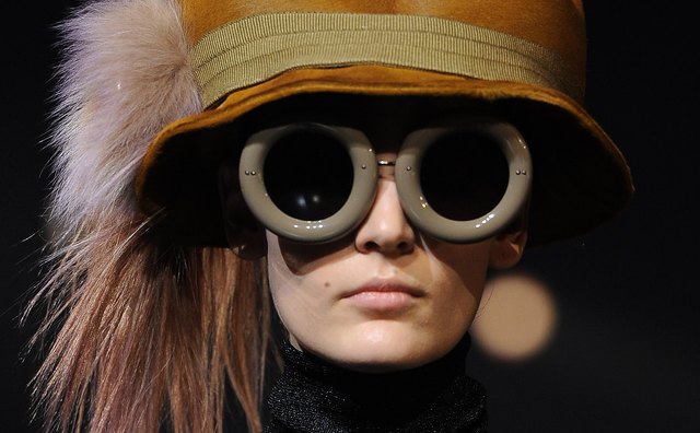 If you're not up for aviator goggles, try big glasses, like these from a Louis Vuitton ready-to-wear show.
