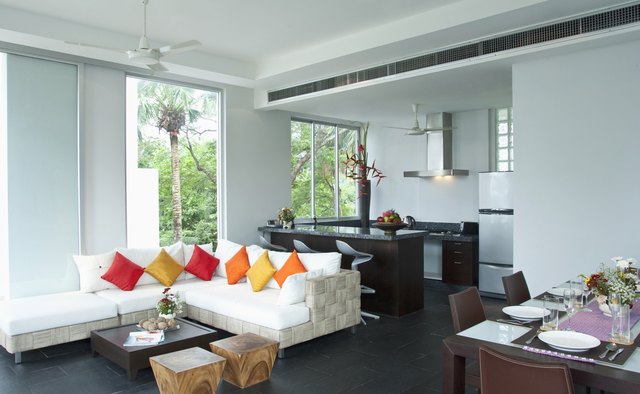 A contemporary home offers open spaces.