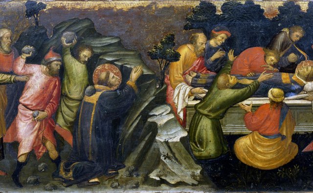 Killling and burial of St. Stephen.