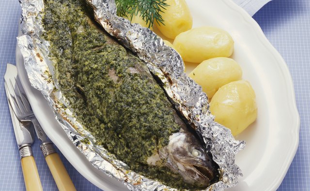 Prepare whole trout in tin foil.