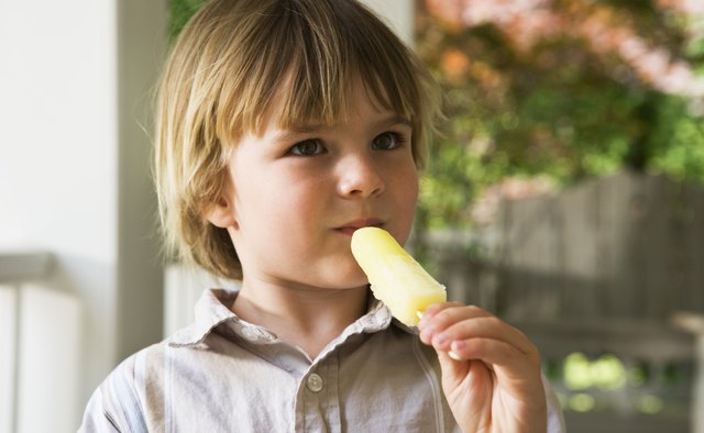Frozen fruit juice sticks are a cooling after-school snack.