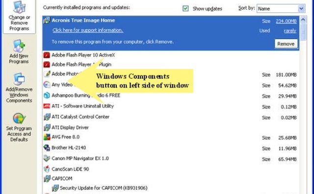 Add/Remove Programs window