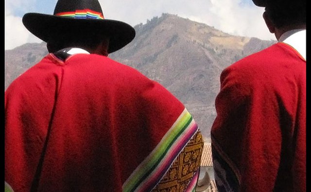 Peruvian Men in Ponchos