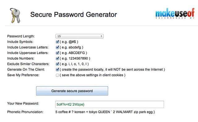 Create a secure password with a few clicks