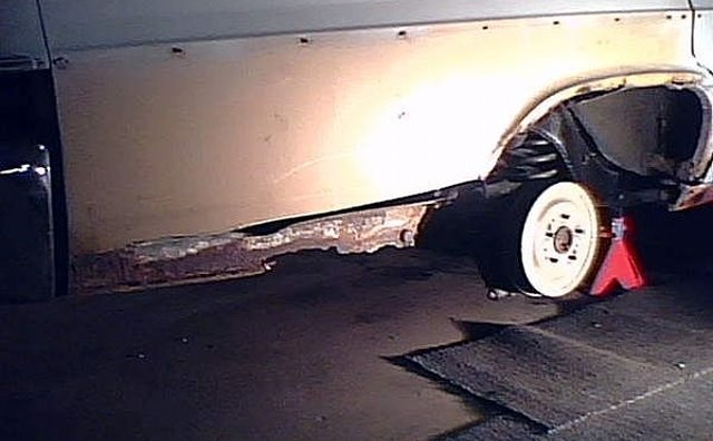 Rusted metal from the rear cut out
