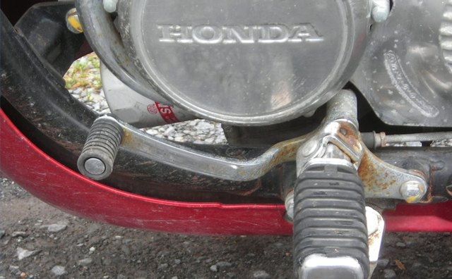 A typical motorcycle gear shifter