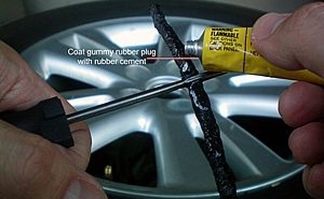 Coat the gummy rubber plug with rubber cement.