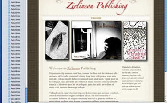This image shows a basic Home page in iWeb with images added and sample text.