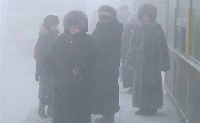 Cold Russians in Winter Coats