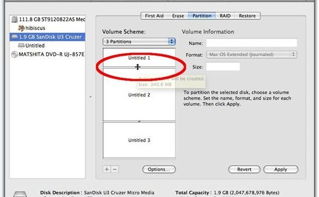 Adjusting Partition Size in Disk Utility