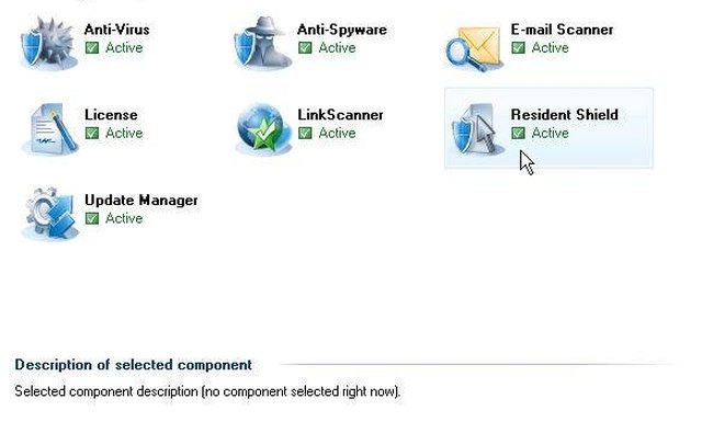 The AVG menu interface with