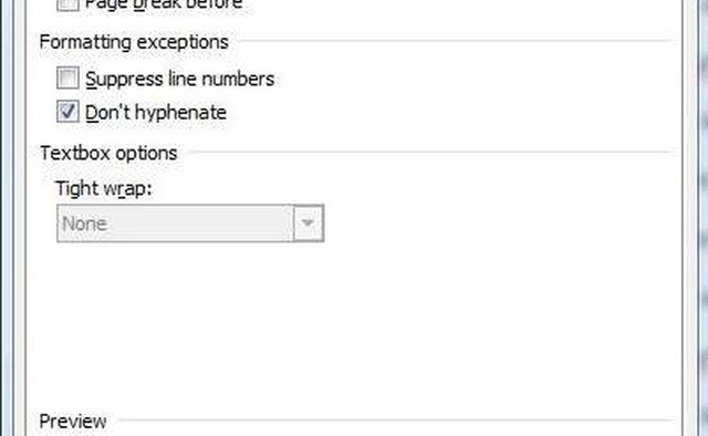 Figure 4 - Format Paragraph Lines and Page Breaks Box