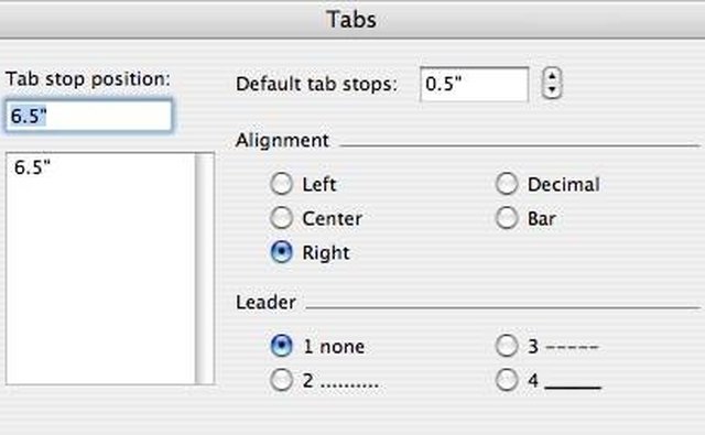Figure 6 - The Format Tabs Dialog Box