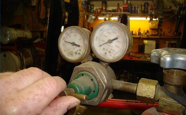 An oxy-acetylene regulator valve
