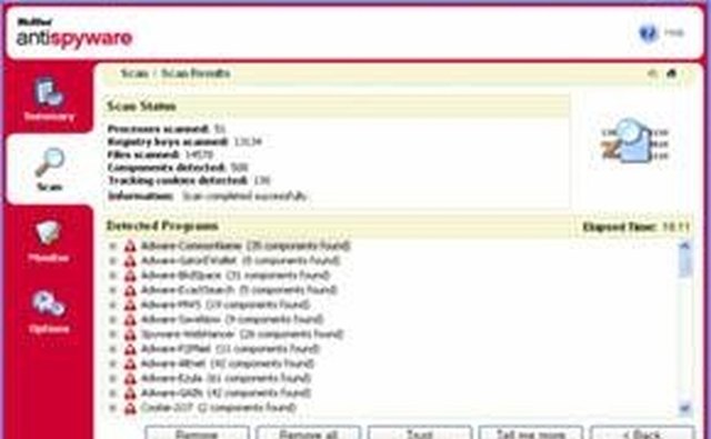 Virus search results.