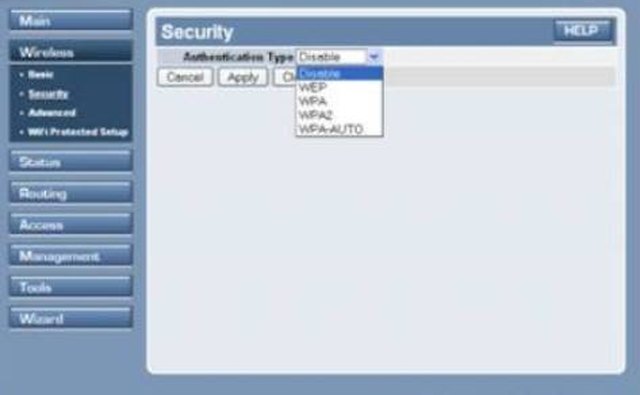 Apply wireless security settings using Function menu