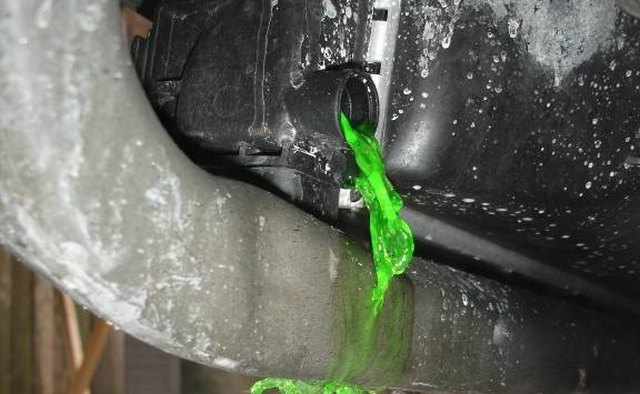Coolant being drained from radiator