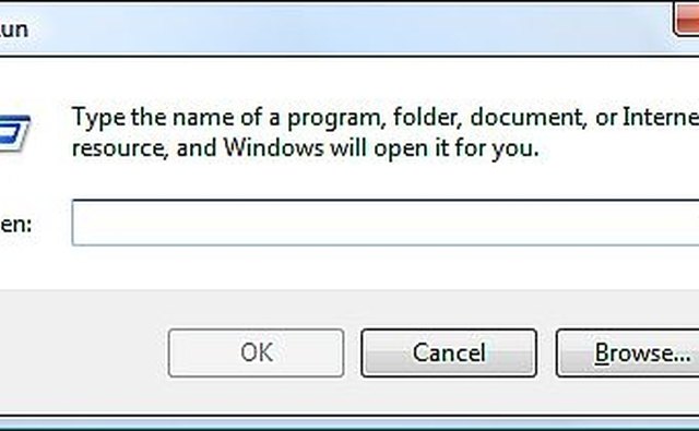 Start->Run dialog box