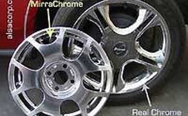 A Mirra-Chrome and real chrome hubcap, side by side