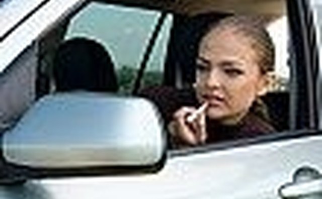 applying make up in the car!