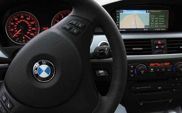 Many cars like this BMW have redundant Bluetooth controls on the steering wheel.