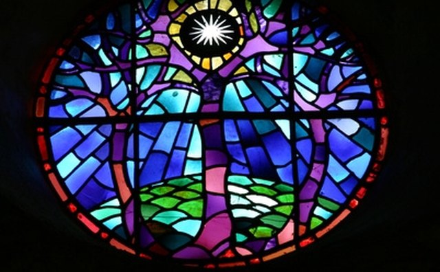 Stained glass plays with light.