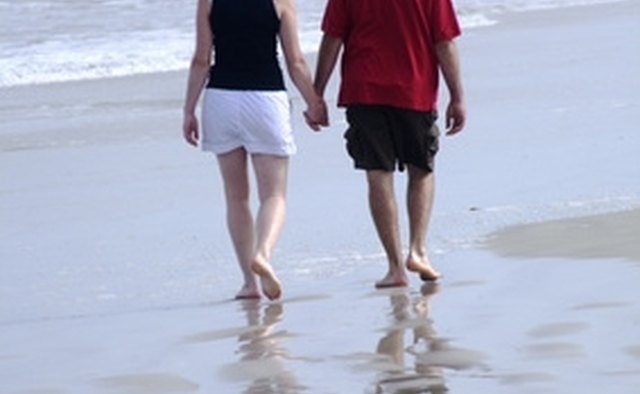 A barefoot walk along the beach is romantic and sensual.