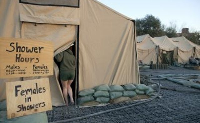 Temporary camps provide shelter and basic needs for soldiers during wartime.