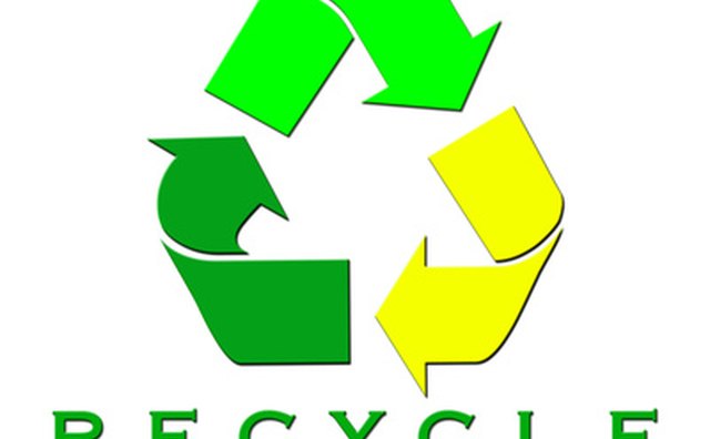 Three arrows drawn to convey movement form the universal symbol indicating an object is recyclable.