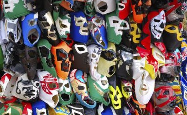 A vendor sells Mexican wrestling masks.