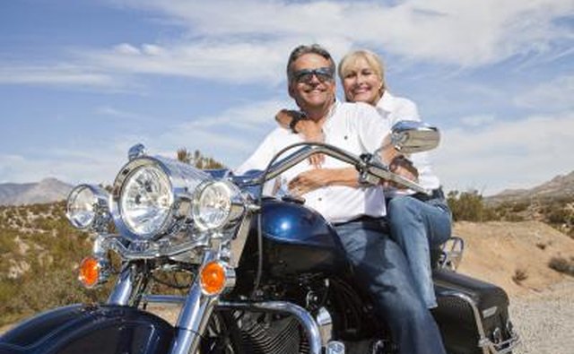 Senior couple on motorcycle road trip