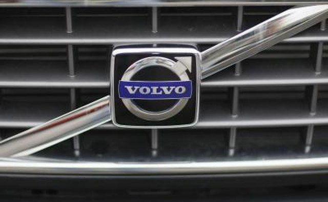 Volvo logo are grill of car