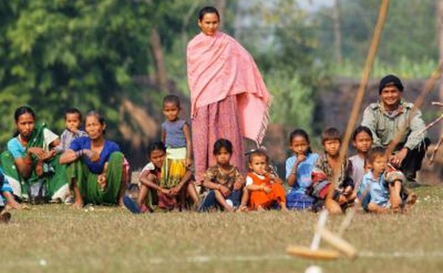 Fans watch elephant polo match in Meghauly, Nepal