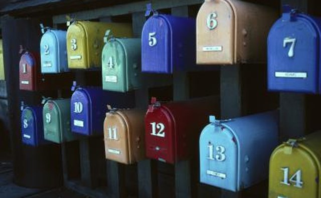 Colorful mailboxes.