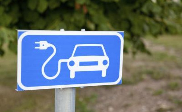 Electric charging sign for electric vehicles.