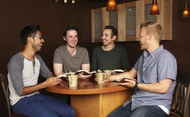 Book club meeting at coffee shop