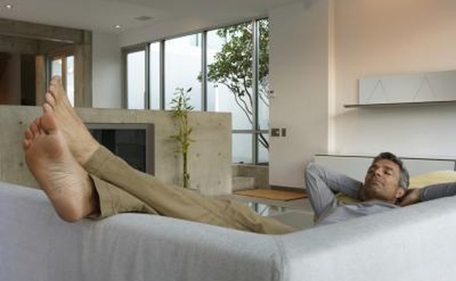 Man resting with feet up