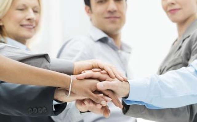 Part of a labor union making pact with hands