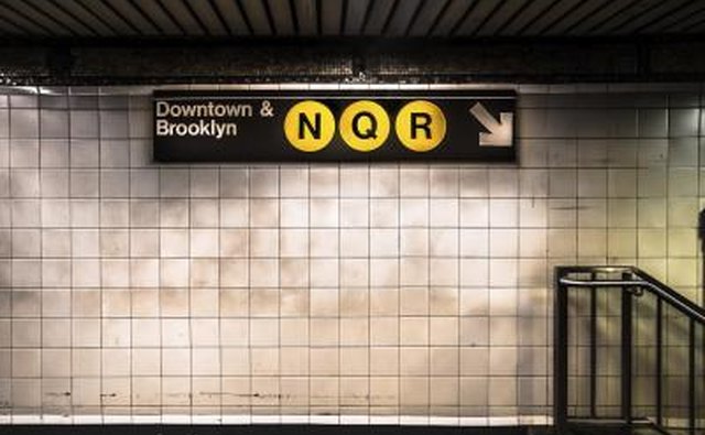 Train sign inside of subway station