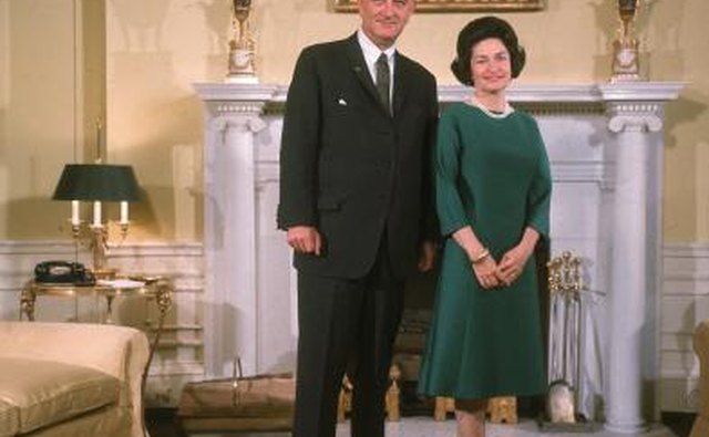 American President Lyndon Johnson and his wife Lady Bird Johnson in the White House, Washington D.C., circa 1966